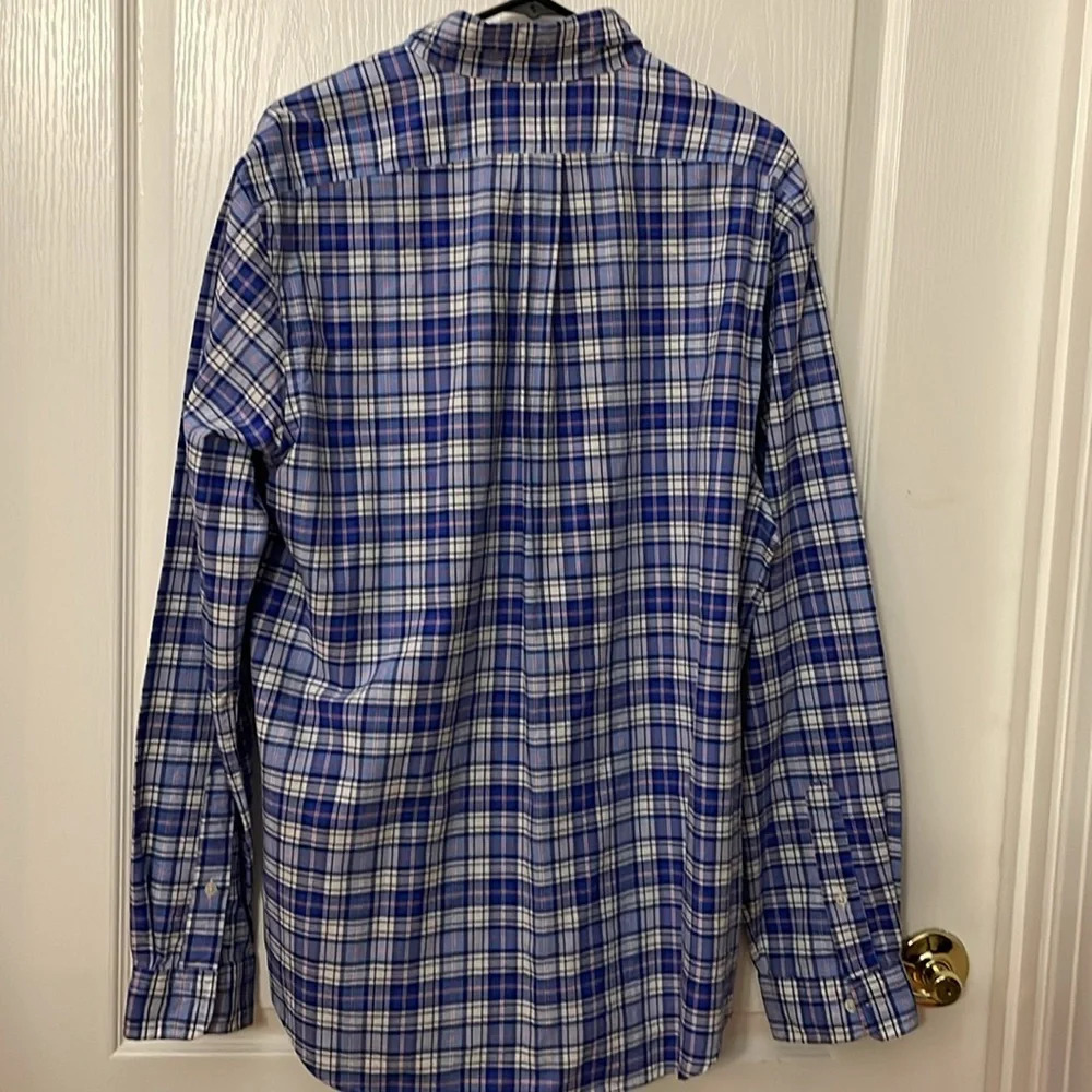 Ralph Lauren Button Down Dress Shirt Mens Size XL 100% Cotton Blue Plaid - Picture 4 of 6